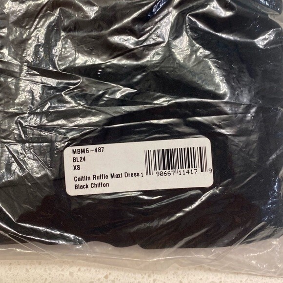 NWT Show Me Your Mumu Caitlin Ruffle Maxi Dress Black Chiffon Size XS - Picture 9 of 10